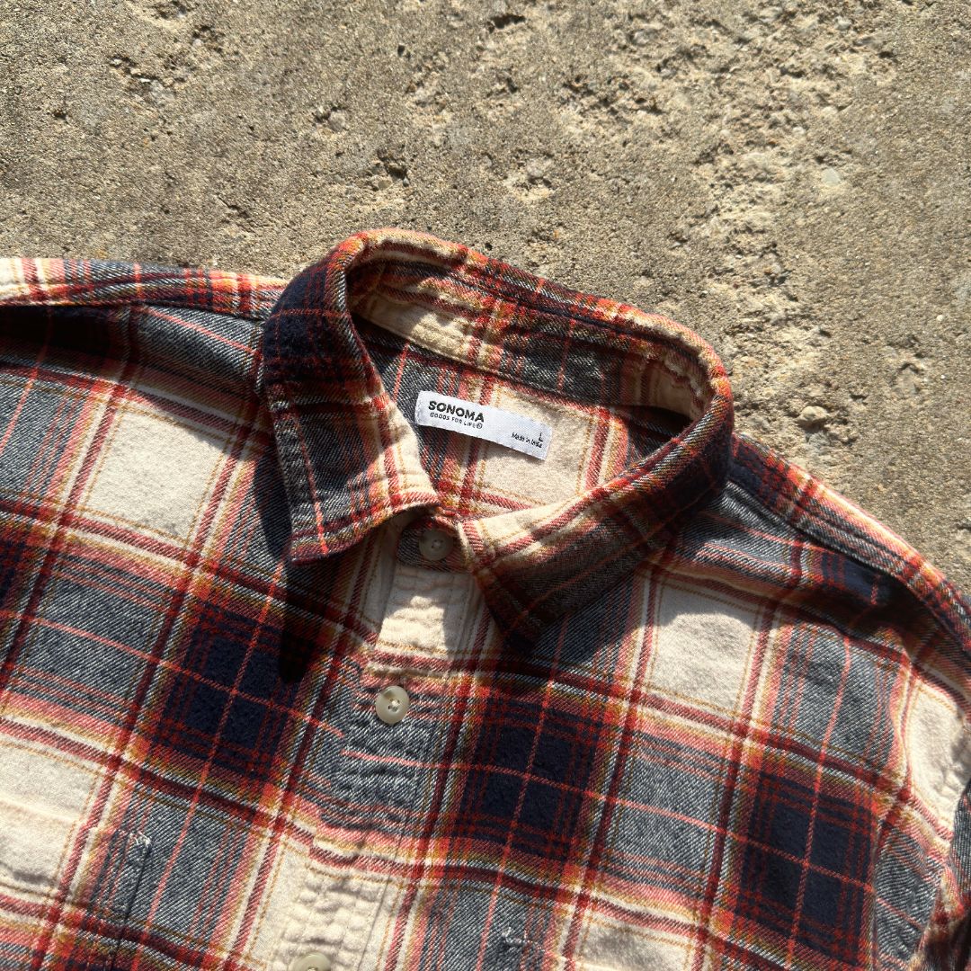 1 OF 1 JORDAN CIGAR TAPESTRY FLANNEL REWORK - SIZE LARGE